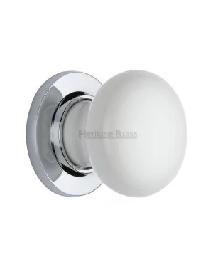 White Knob with Polished Chrome base