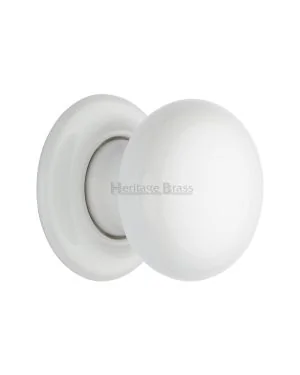 Mortice Knob on Rose White Design Porcelain