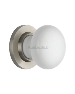 White Knob with Satin Nickel base
