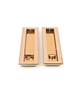 Polished Bronze 250mm Art Deco Rectangular Pull -Privacy Set