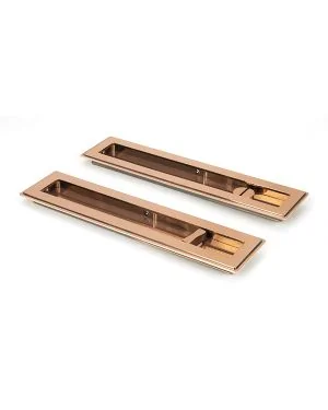 Polished Bronze 250mm Art Deco Rectangular Pull -Privacy Set