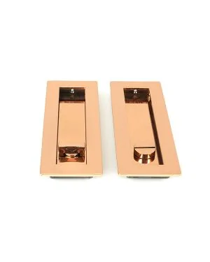 Polished Bronze 175mm Plain Rectangular Pull - Privacy Set
