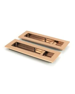 Polished Bronze 175mm Plain Rectangular Pull - Privacy Set