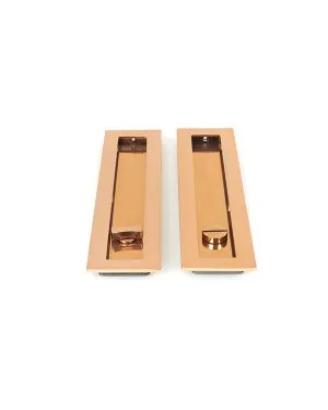 Polished Bronze 250mm Plain Rectangular Pull - Privacy Set