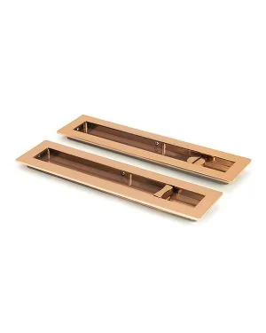 Polished Bronze 250mm Plain Rectangular Pull - Privacy Set