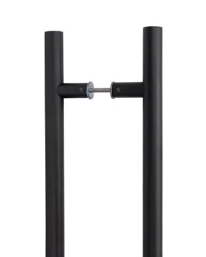 Matt Black SS (316) 0.9m T Bar Handle B2B Fix 32mm Ø