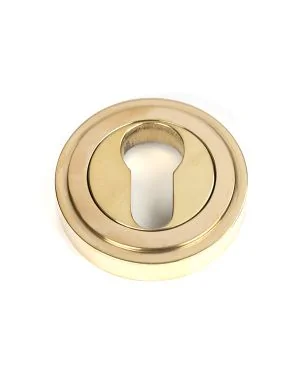 Polished Brass Round Euro Escutcheon (Art Deco)