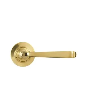 Polished Brass Avon Round Lever on Rose Set (Plain)
