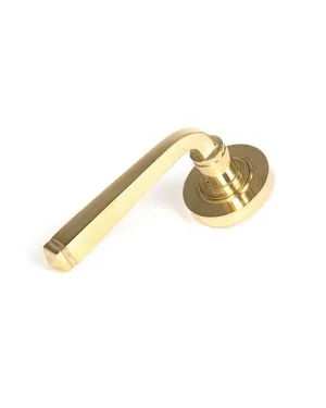 Polished Brass Avon Round Lever on Rose Set (Plain) - Unsprung