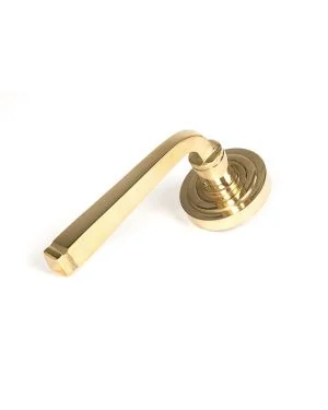 Polished Brass Avon Round Lever on Rose Set (Art Deco)