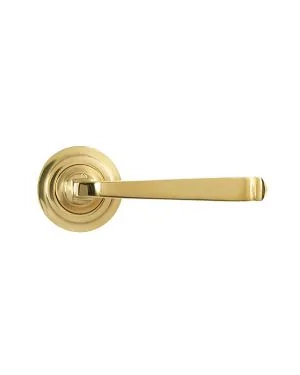 Polished Brass Avon Round Lever on Rose Set (Art Deco) - Unsprung