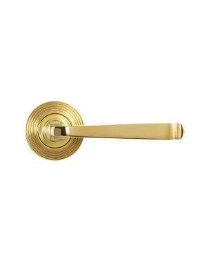 Polished Brass Avon Round Lever on Rose Set (Beehive)