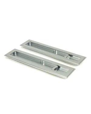 Satin Chrome 250mm Art Deco Rectangular Pull - Privacy Set