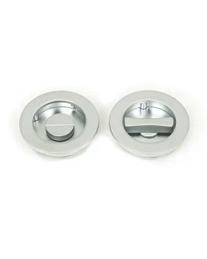 Satin Chrome 60mm Plain Round Pull - Privacy Set