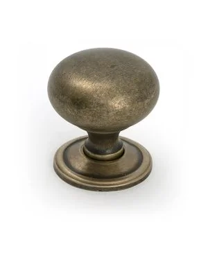 Burnished Brass Mushroom Cabinet Knob 38mm