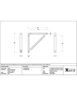 Burnished Brass Barton Shelf Bracket (150mm x 150mm)