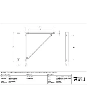 Burnished Brass Barton Shelf Bracket (200mm x 200mm)