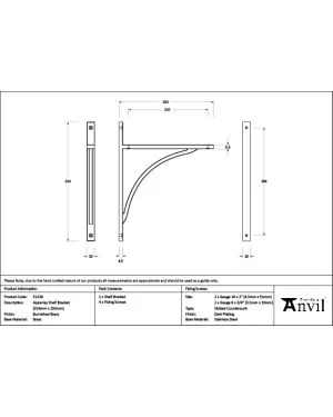 Burnished Brass Apperley Shelf Bracket (314mm x 250mm)