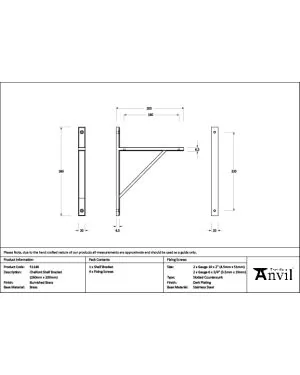 Burnished Brass Chalfont Shelf Bracket (260mm x 200mm)