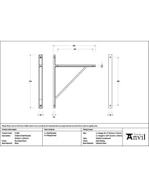 Burnished Brass Chalfont Shelf Bracket (314mm x 250mm)