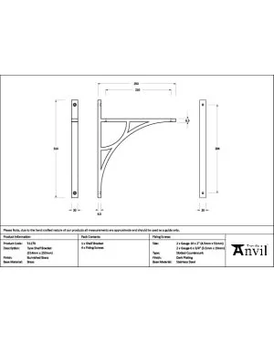 Burnished Brass Tyne Shelf Bracket (314mm x 250mm)