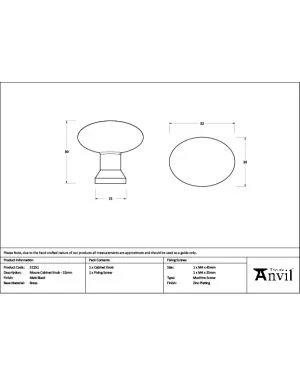 Matt Black Moore Cabinet Knob - 32mm