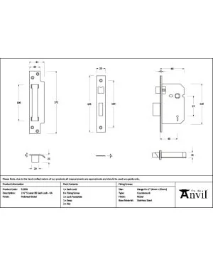 Polished Nickel 2½" 5 Lever BS Sash Lock KA