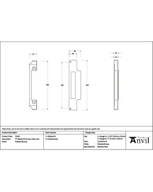Polished Bronze ½" Rebate Kit for Euro Sash Lock
