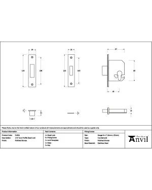 Polished Bronze 2½" Euro Profile Dead Lock