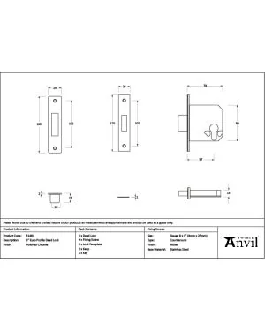 Polished Chrome 3" Euro Profile Dead Lock