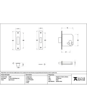 Satin Chrome 3" Euro Profile Dead Lock
