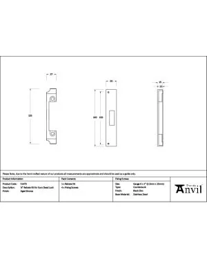 Aged Bronze ½" Rebate Kit for Euro Dead Lock