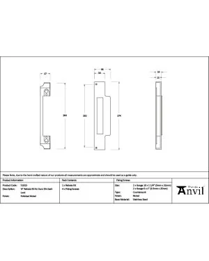 Polished Nickel ½" Rebate Kit for Euro Din Sash Lock
