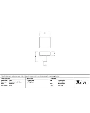 Aged Bronze Albers Cabinet Knob - 35mm