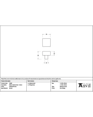 Polished Bronze Albers Cabinet Knob - 25mm