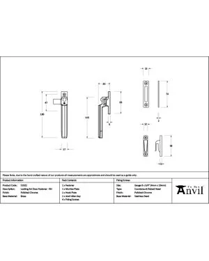 Polished Chrome Locking Art Deco Fastener - RH