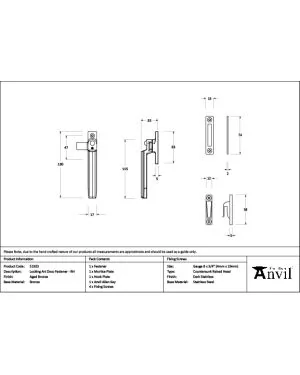 Aged Bronze Locking Art Deco Fastener - RH