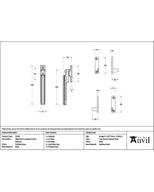 Polished Brass Night-Vent Locking Art Deco Fastener