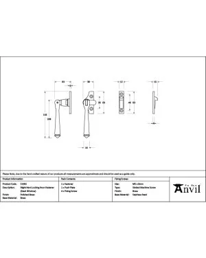 Polished Brass Night-Vent Locking Avon Fastener (Steel Window)