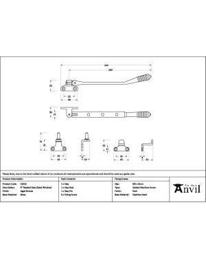 Aged Bronze 8" Reeded Stay (Steel Window)