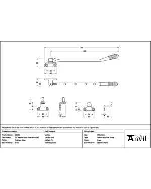 Polished Brass 10" Reeded Stay (Steel Window)