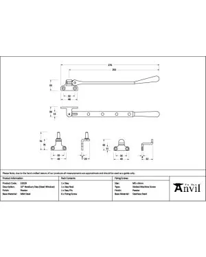 Pewter 10" Newbury Stay (Steel Window)