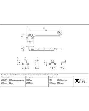 Black 8" Monkeytail Stay (Steel Window)