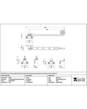 Polished Brass 10" Monkeytail Stay (Steel Window)