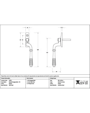 Pewter Reeded Espag - RH
