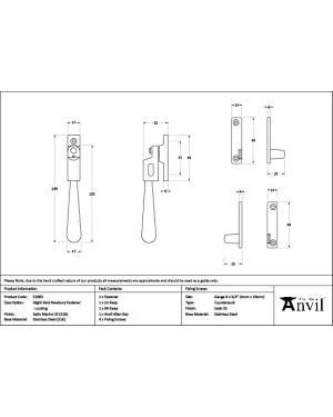 Satin Marine SS (316) Night-Vent Locking Newbury Fastener