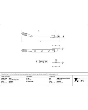 Matt Black 8" Reeded Stay