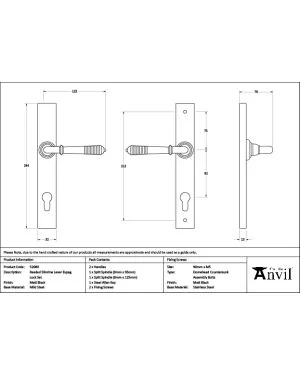 Matt Black Reeded Slimline Lever Espag. Lock Set
