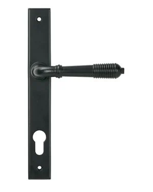 Matt Black Reeded Slimline Lever Espag. Lock Set
