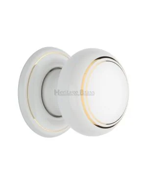 Mortice Knob on Rose Gold Line Design Porcelain